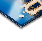 Santorini village with church bell tower overlooking caldera. Acrylic print