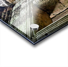 Ancient temple ruins with carved stone deity and moss. Acrylic print