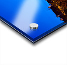 Illuminated church and lively square at night. Acrylic print