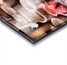 Workers dye leather at Chouara Tannery in Fez Morocco Acrylic print