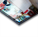 Stray cats gather near meat shop in Fez souk during daytime Acrylic print