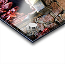 Butcher shop on street in Uzbekistan shows meat and cow parts Acrylic print