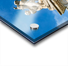 Visitors watch the Leaning Tower and the fountain of angels in Piazza dei Miracoli. Bright sky adds to the lively atmosphere in Pisa. Acrylic print