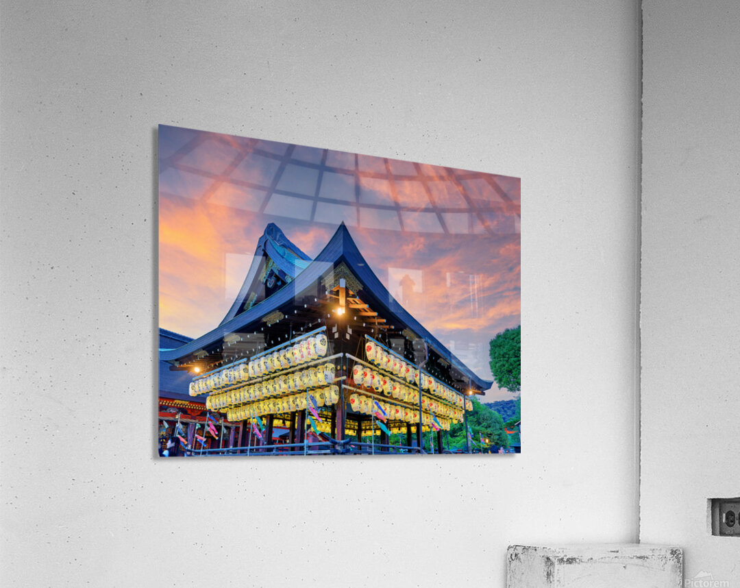 Yasaka shrine in Kyoto with lanterns during sunset Acrylic Print