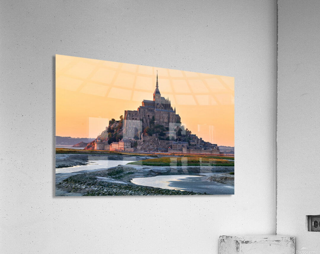 Mont Saint Michel in Normandy France during dusk with clear skie Acrylic Print