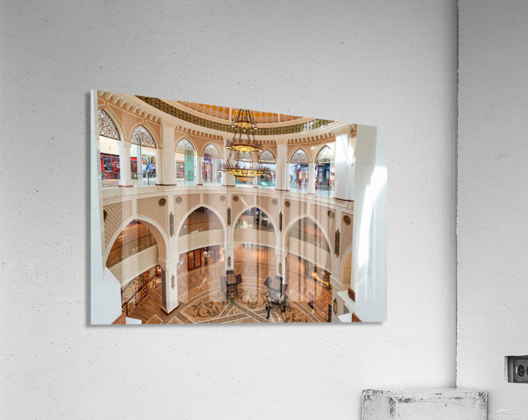 Explore grand shopping mall interior in Dubai with multiple leve Acrylic Print