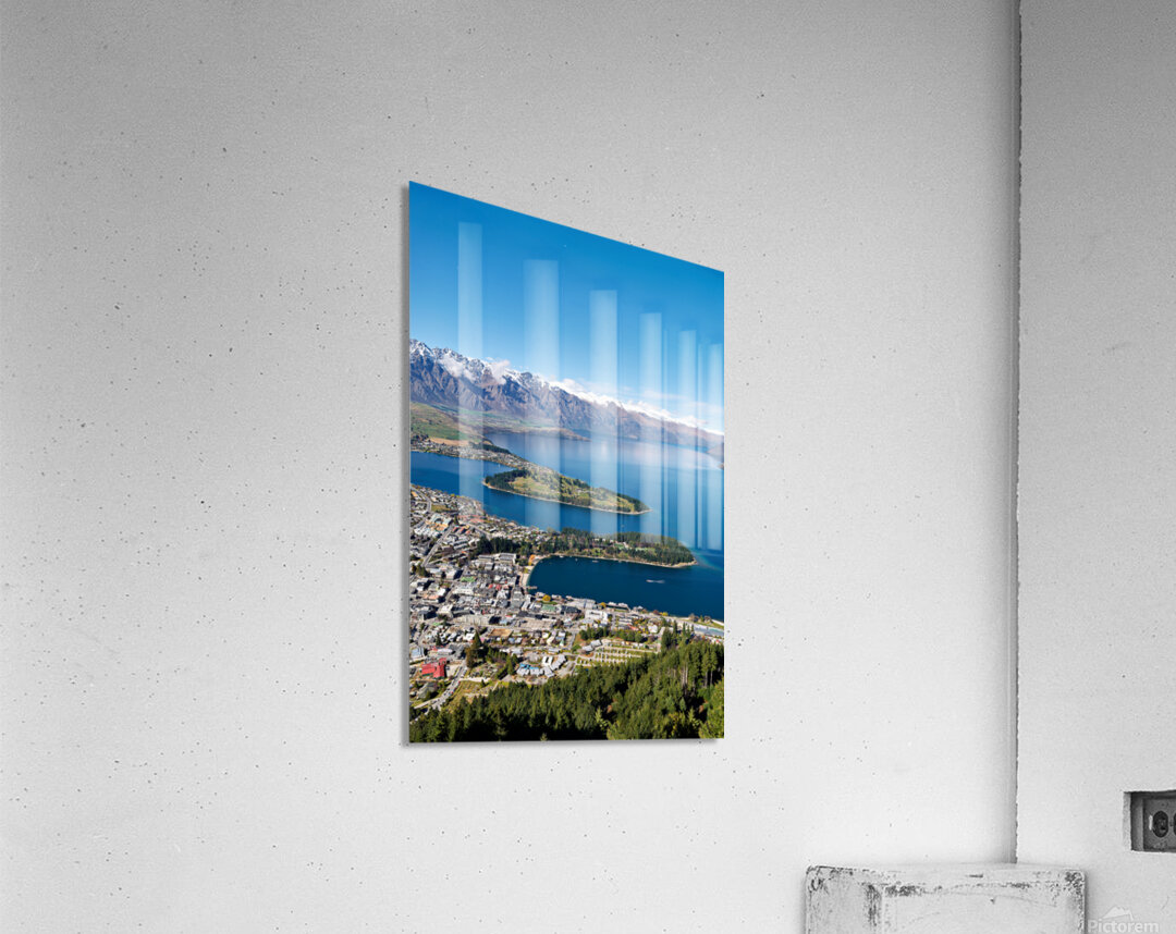 Aerial view of Lake Wakatipu near Queenstown in New Zealand Acrylic Print