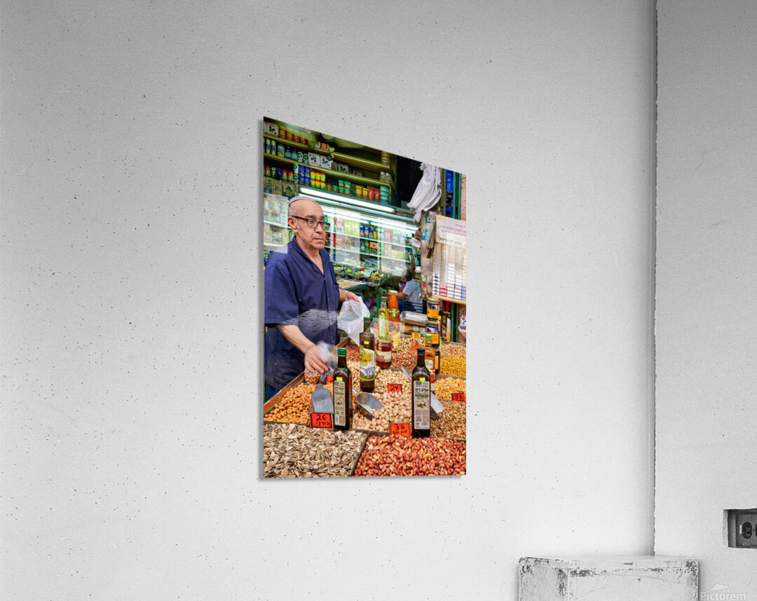 Market scene in Mahane Yehuda in Jerusalem during busy shopping  Acrylic Print