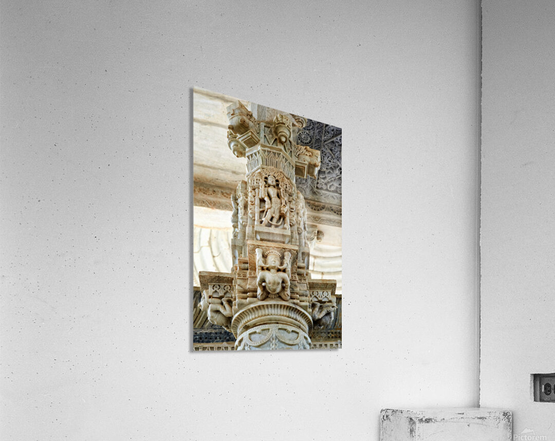 Jain temples in Ranakpur display intricate carvings and sculptur Acrylic Print