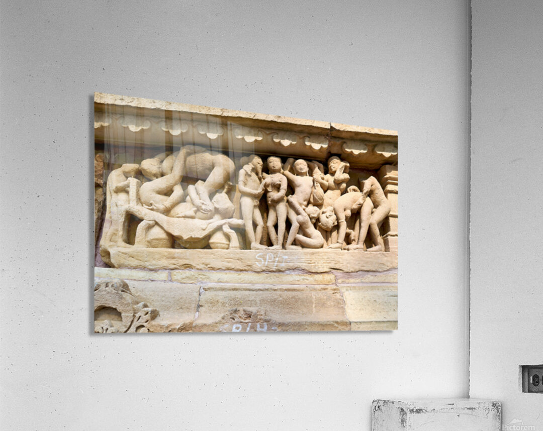 Carvings of erotic art in Hindu temples of Khajuraho Madhya Pra Acrylic Print