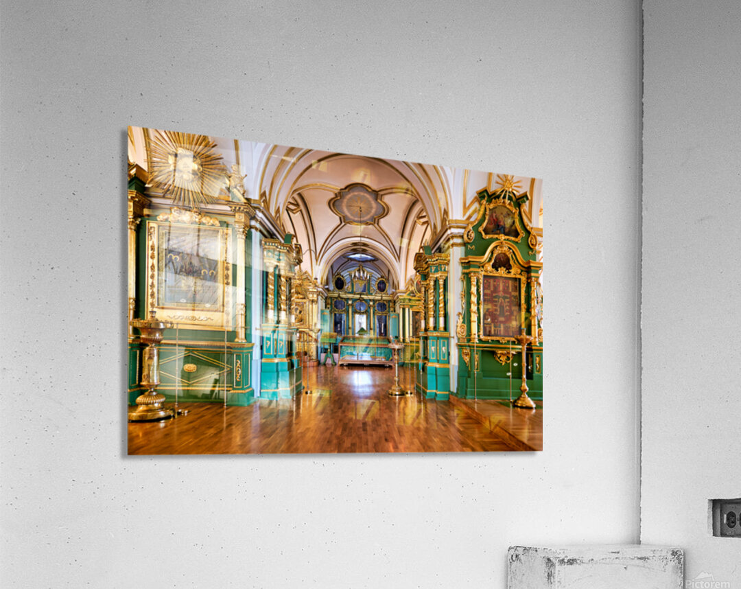 Visitors walk through the grand interior of St Acrylic Print