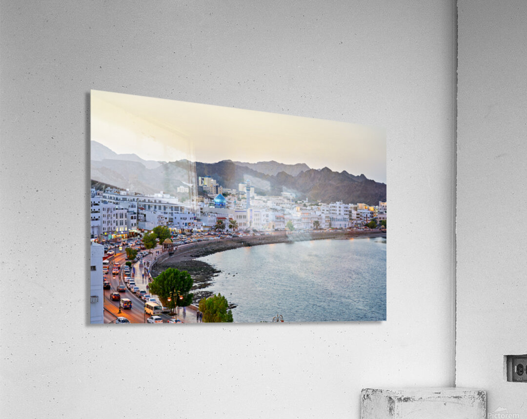 Waterfront cityscape view of Muscat Oman at dusk Acrylic Print