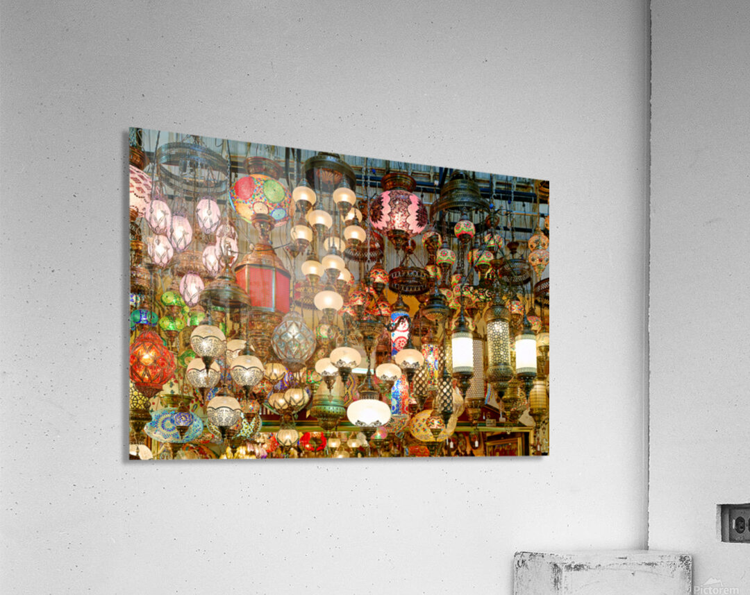 Colorful lights hanging in the Grand Bazaar of Istanbul Acrylic Print