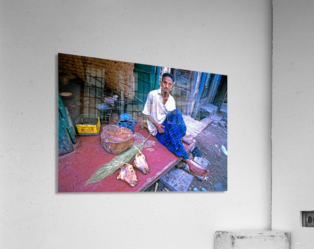 Street butcher working in Lahore during daytime hours Acrylic Print