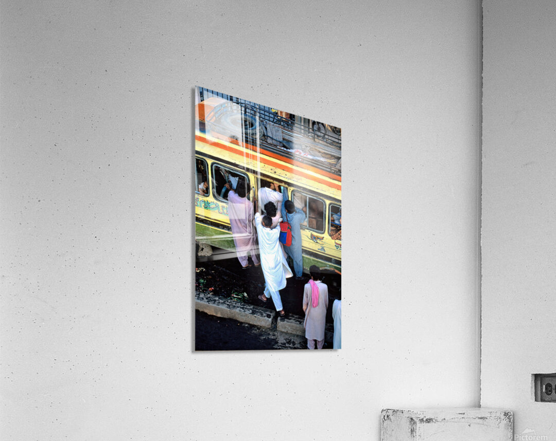 People boarding a bus in Lahore during busy hours Acrylic Print