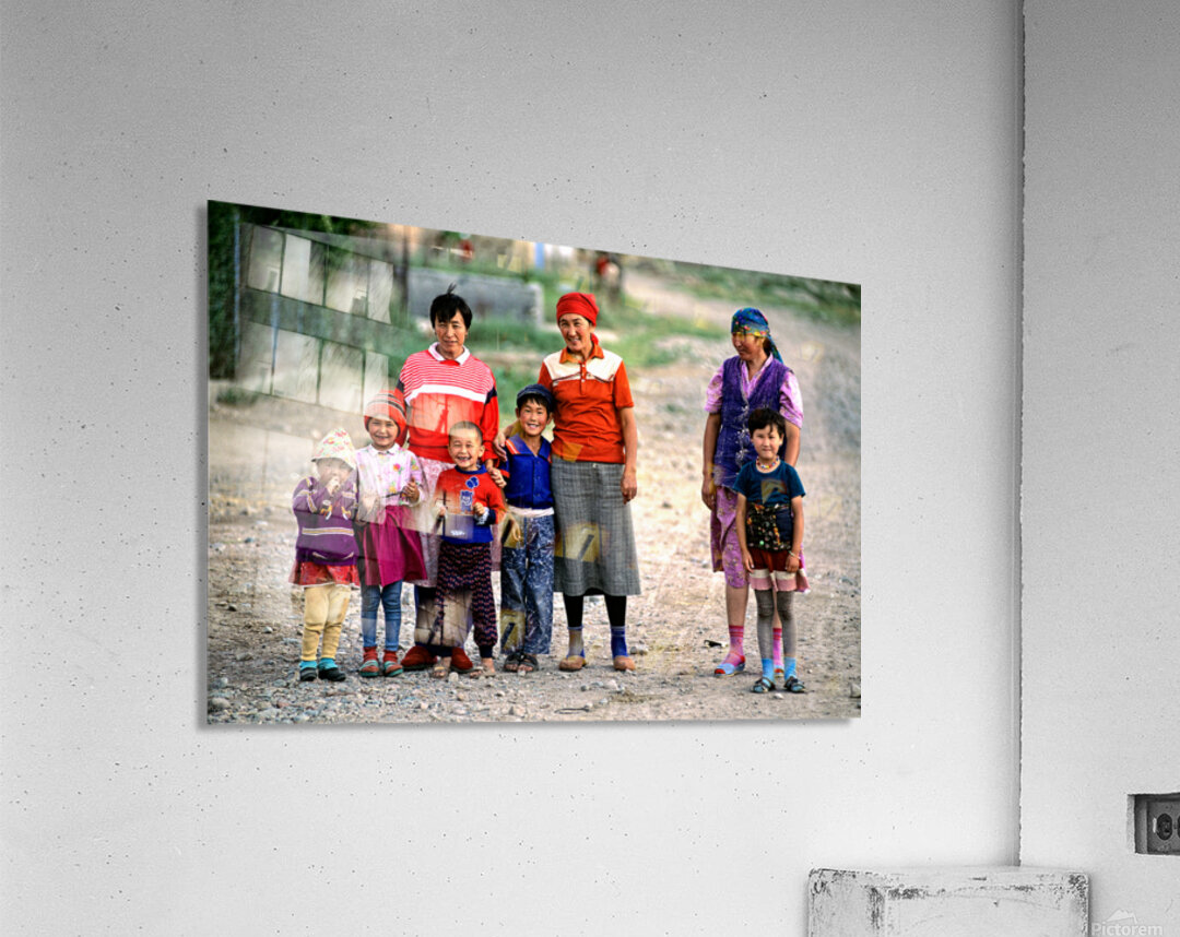 Children and women gather in a village in Uzbekistan Acrylic Print
