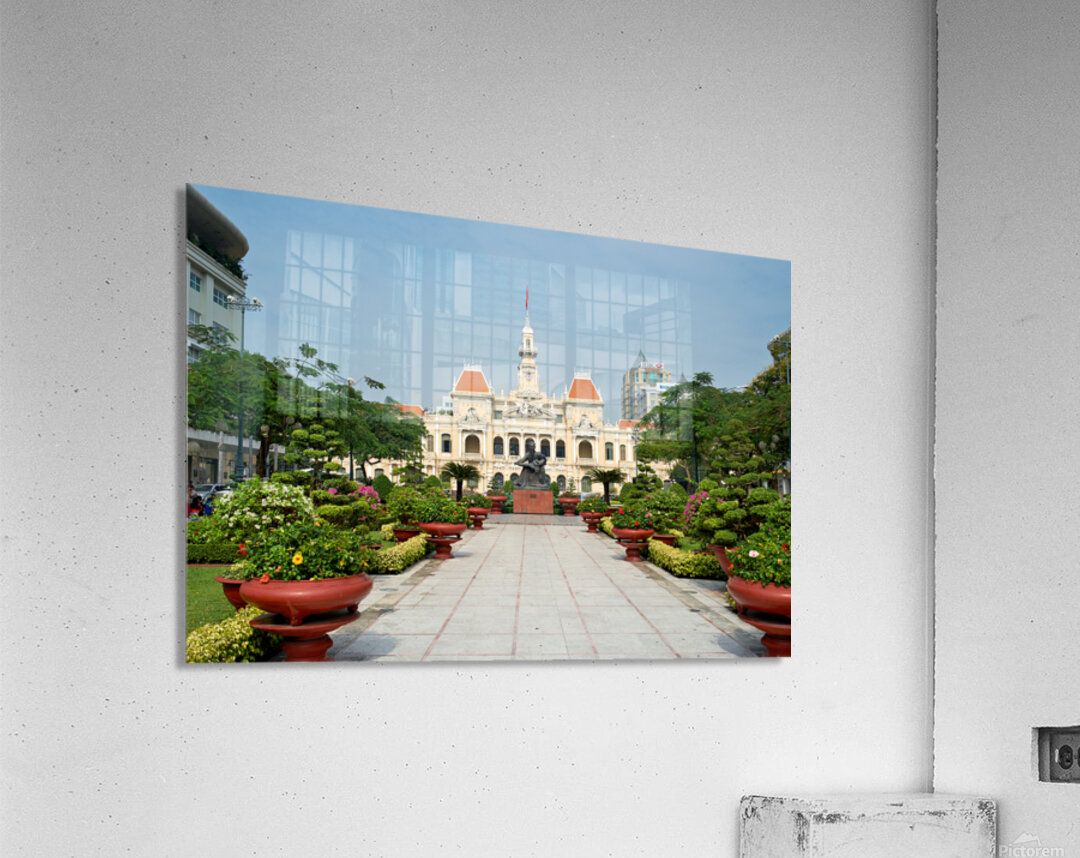 Ho Chi Minh City Hall and gardens in Saigon with statue Acrylic Print