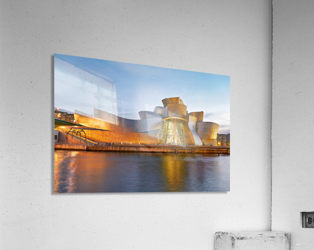 Guggenheim Museum shines at night in Bilbao Spain Acrylic Print