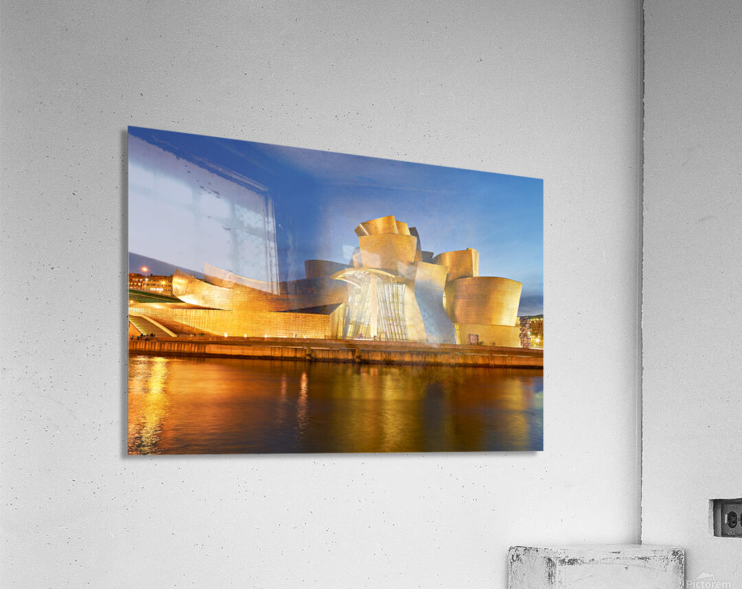 Guggenheim Museum shines at night in Bilbao Spain Acrylic Print
