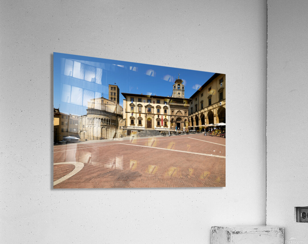 Visit to Piazza Grande in Arezzo Tuscany Italy during sunny day Acrylic Print