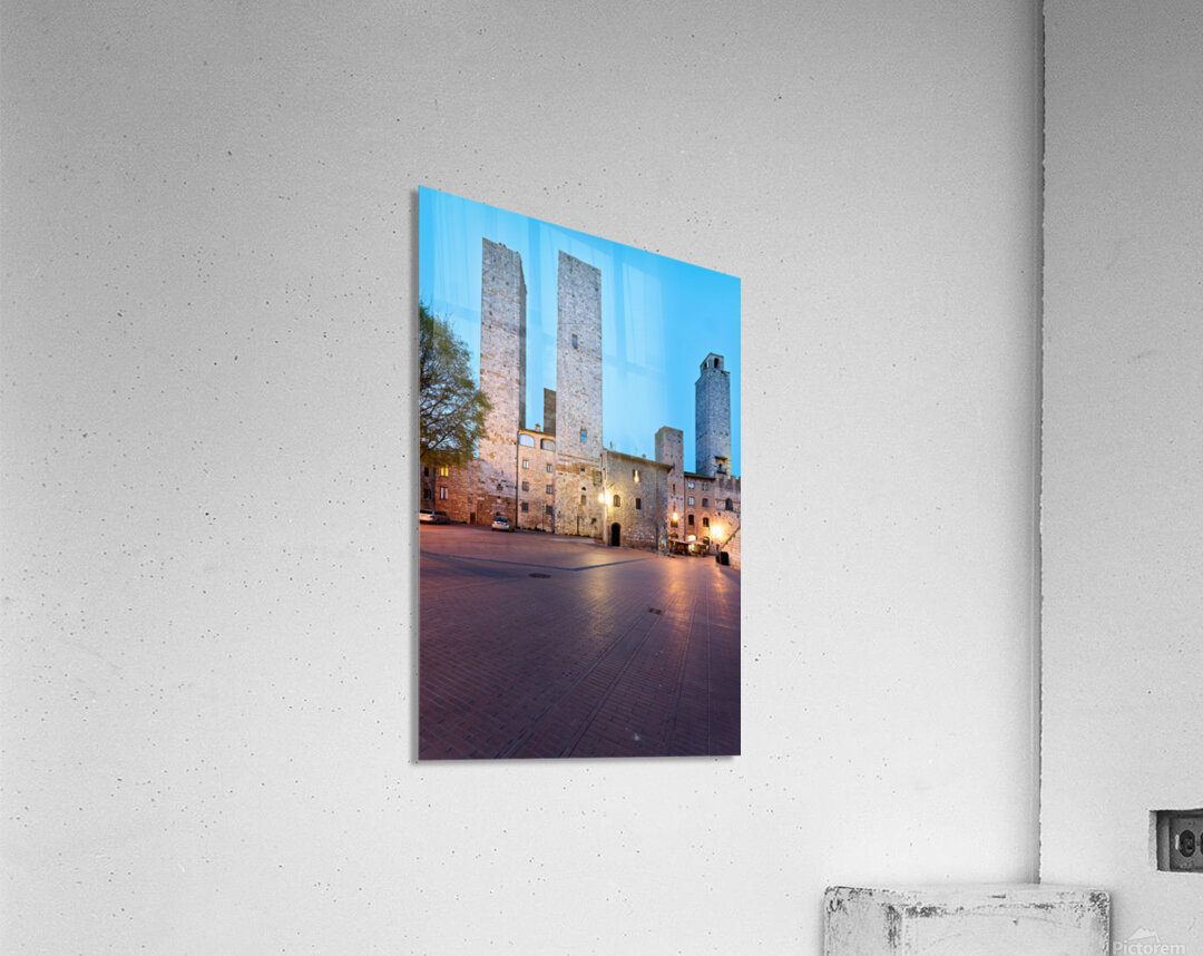 Piazza del Duomo in San Gimignano at sunset in Tuscany Italy Acrylic Print