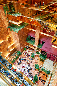 Visitors explore the Trump Tower atrium in New York City