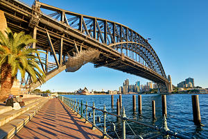 Sydney Harbour Bridge and Opera House on a clear day.