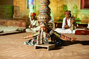 Dancer performs traditional art in Khimsar Rajasthan India