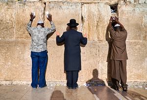 Orthodox jews pray at the wailing wall in jerusalem israel