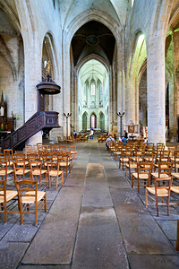 Visit to Eglise Saint Malo in Dinan Brittany France with empty c