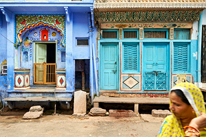 Colorful painted houses in Bundi Rajasthan showcase local art