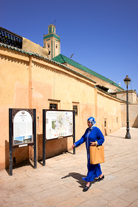 Woman walks in the Medina of Fez Morocco during daytime
