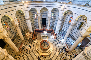 Exploring the interior of the Baptistery in Pisa Italy