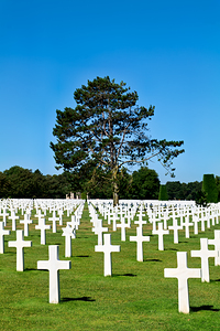Grave markers at Normandy American Cemetery in Colleville sur Me