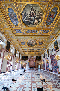 Residenz Residence Palace hall in Munich showcases rich architec