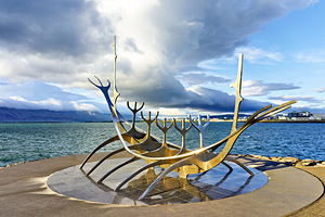 Sun Voyager sculpture in Reykjavik by the sea