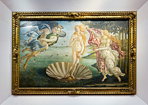 Botticellis birth of venus in uffizi gallery florence italy