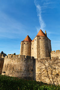 Explore famous towers of Carcassonne in France on a clear day