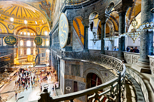Visitors explore Hagia Sophia Grand Mosque in Istanbul