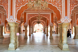 Beautiful architecture at City Palace in Jaipur Rajasthan Indi