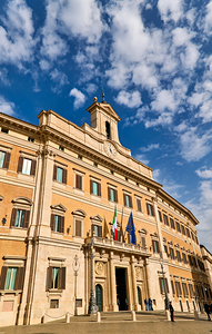 Palazzo Montecitorio in Rome hosts the Chamber of Deputies gathe