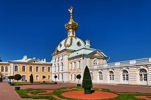 Visitors explore Peterhof Palace in St