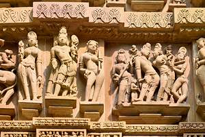 Exploring temple carvings of Khajuraho in Madhya Pradesh India