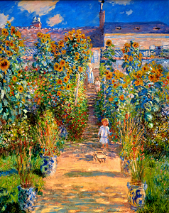 Sunflowers surround garden steps in Washington D.C