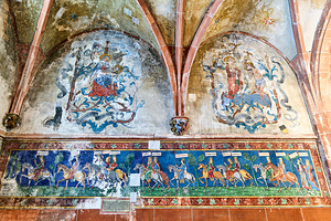 Historical murals in Saint Pierre le Jeune church of Strasbourg