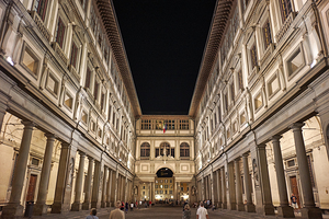 Museum visit at night at Museo degli Uffizi in Florence Italy