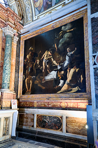 The painting shows the dramatic scene of St