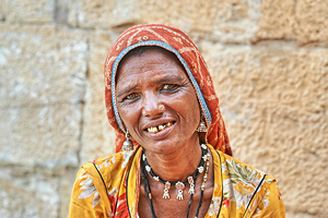Portrait of a woman in Jaisalmer Rajasthan India