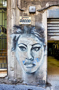 Graffiti of sofia loren in naples spanish quarters