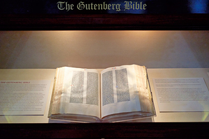 Gutenberg Bible display at the Library of Congress
